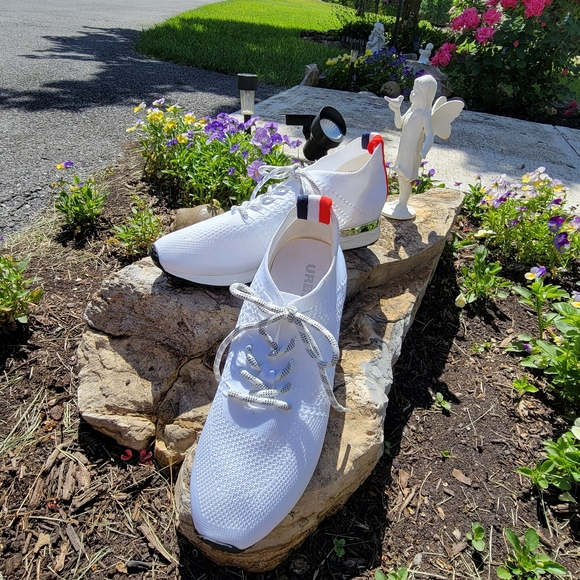 URBAN SPORTS by J SLIDES ♡ White Canvas Red|White|Blue w/Chrome Lace Sneakers 9M - Picture 13 of 16